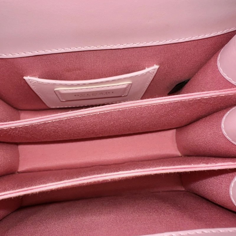 BVLGARI 櫻花粉小號蛇頭風琴手提斜背包18*16*10 98新配件鏡子塵袋-1