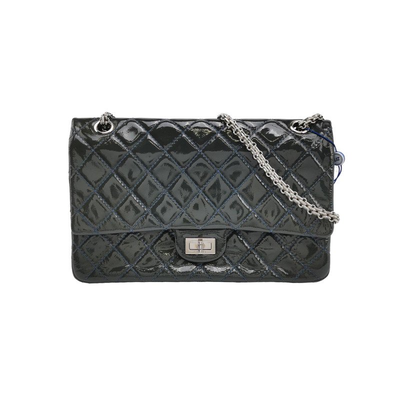 Chanel 2.55 Flag Bag 經典款 大號 漆皮 菱格 絎縫 長方形 旋扣 單肩包-0