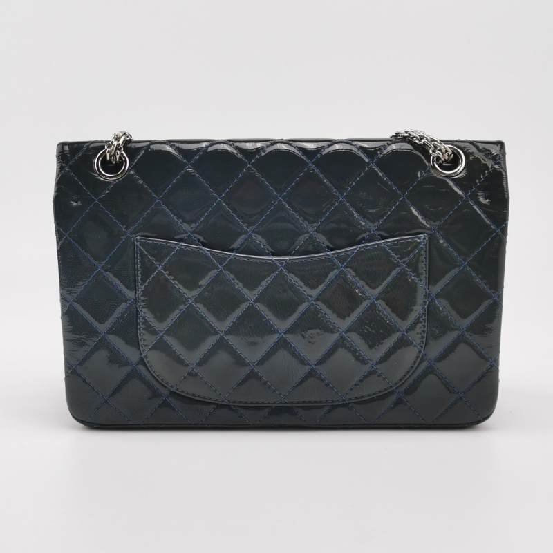 Chanel 2.55 Flag Bag 經典款 大號 漆皮 菱格 絎縫 長方形 旋扣 單肩包-4