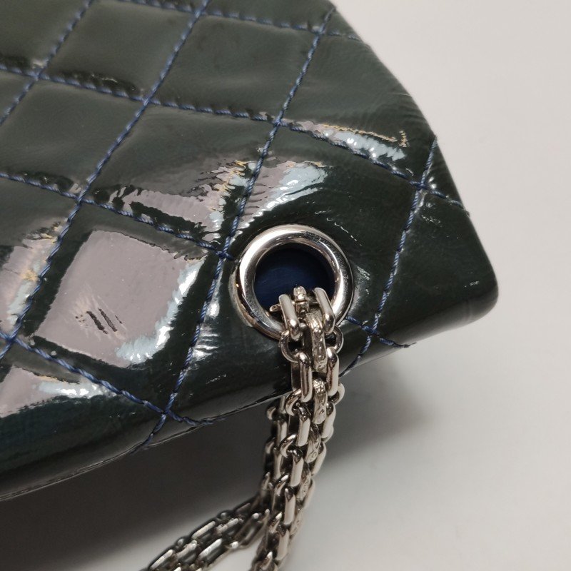 Chanel 2.55 Flag Bag 經典款 大號 漆皮 菱格 絎縫 長方形 旋扣 單肩包-9