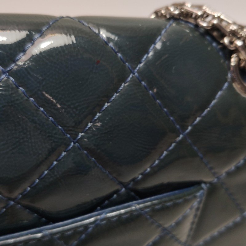 Chanel 2.55 Flag Bag 經典款 大號 漆皮 菱格 絎縫 長方形 旋扣 單肩包-14