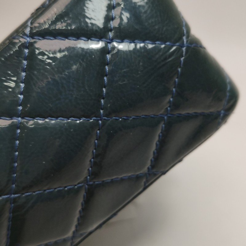 Chanel 2.55 Flag Bag 經典款 大號 漆皮 菱格 絎縫 長方形 旋扣 單肩包-15