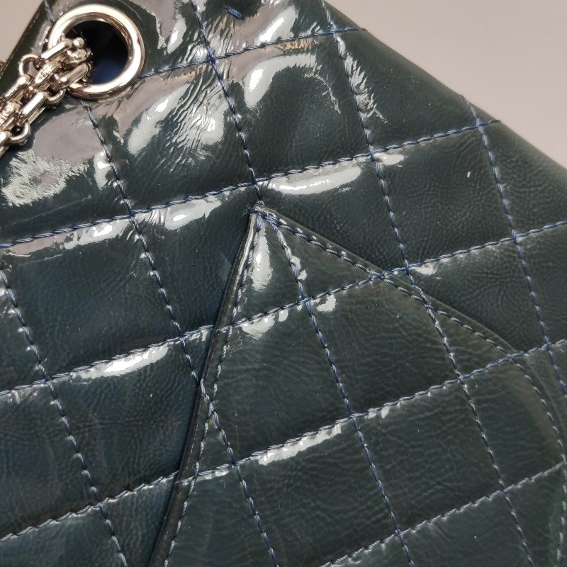 Chanel 2.55 Flag Bag 經典款 大號 漆皮 菱格 絎縫 長方形 旋扣 單肩包-17