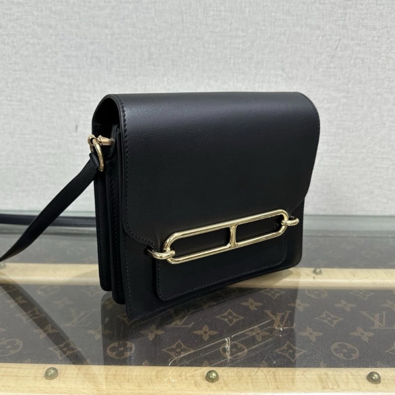 HERMES roulis mini黑金豬鼻子肩背斜背包18*15*6 98新配件塵袋-1