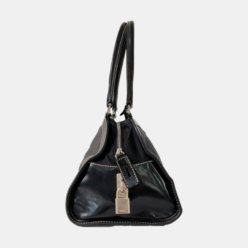 PRADA 黑色尼龍徽標 手提包-3