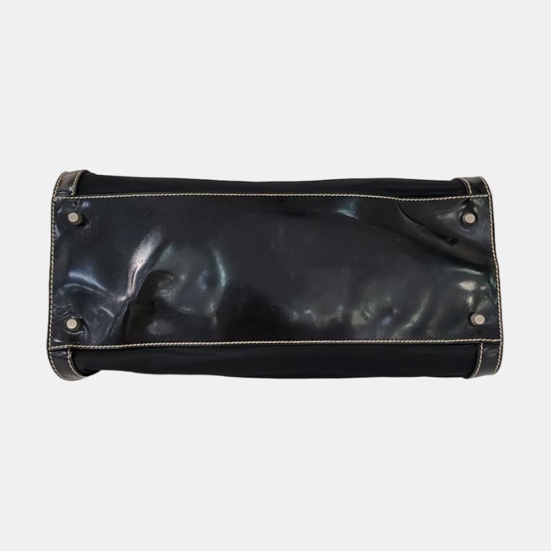 PRADA 黑色尼龍徽標 手提包-5