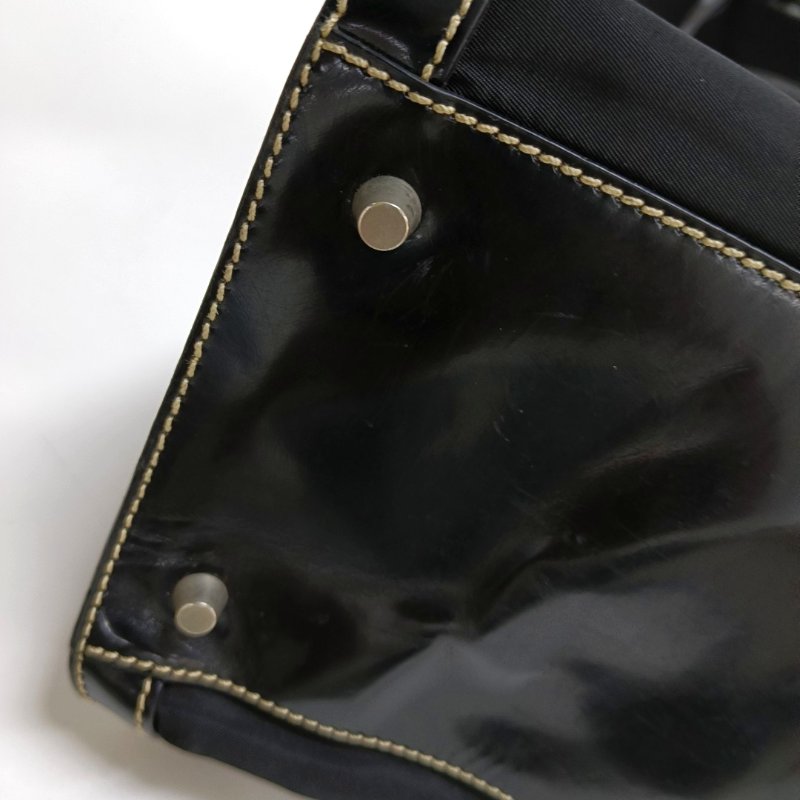 PRADA 黑色尼龍徽標 手提包-9