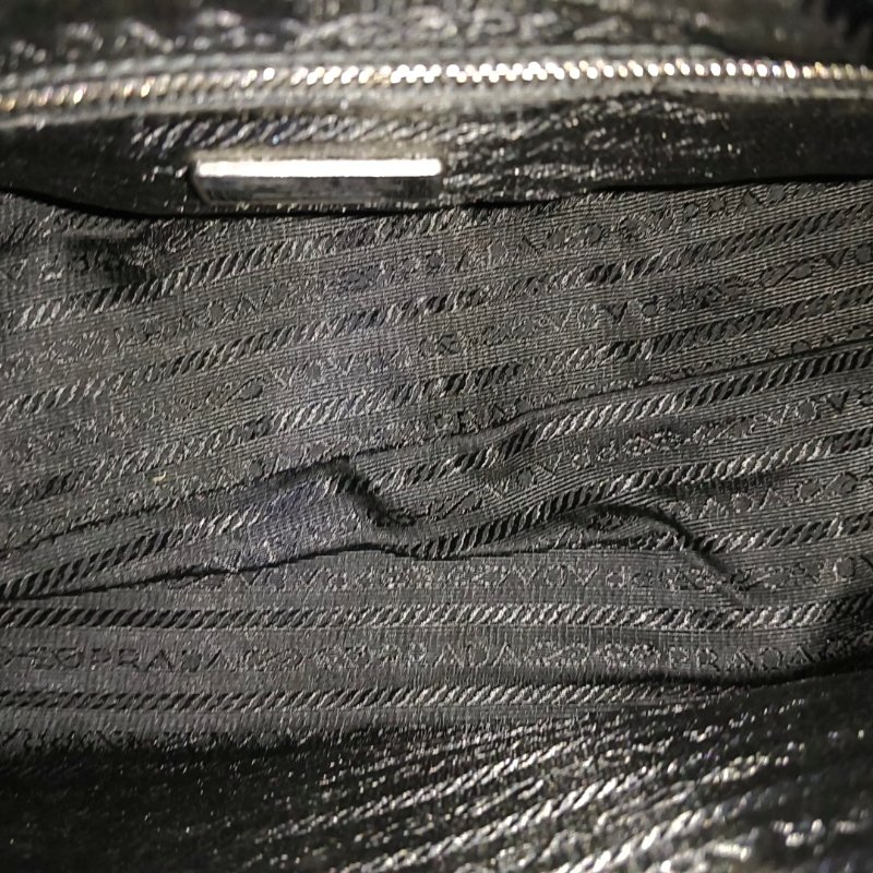PRADA 黑色尼龍徽標 手提包-12