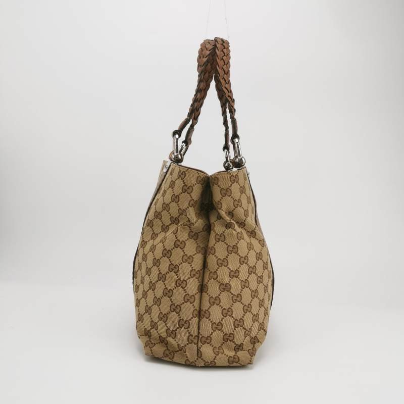 Gucci 牛皮 帆布 雙G 老花 單肩包-3