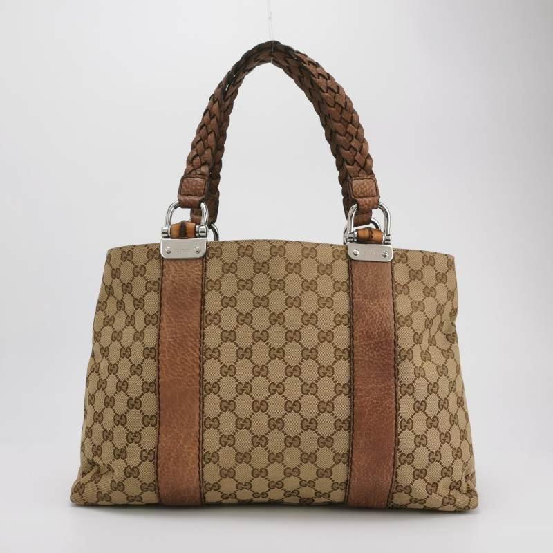 Gucci 牛皮 帆布 雙G 老花 單肩包-4