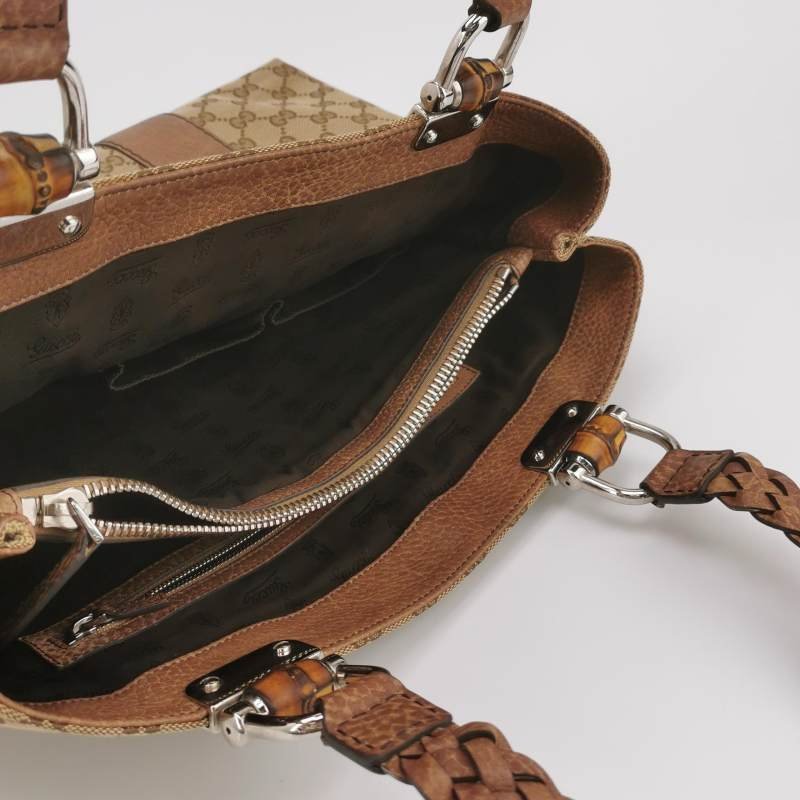 Gucci 牛皮 帆布 雙G 老花 單肩包-6