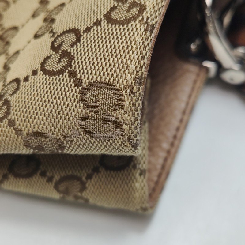 Gucci 牛皮 帆布 雙G 老花 單肩包-15