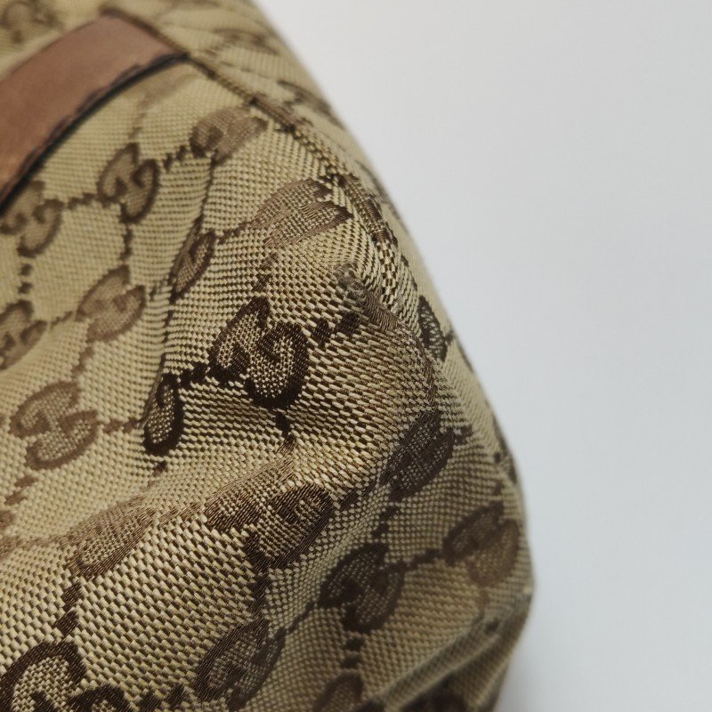 Gucci 牛皮 帆布 雙G 老花 單肩包-17