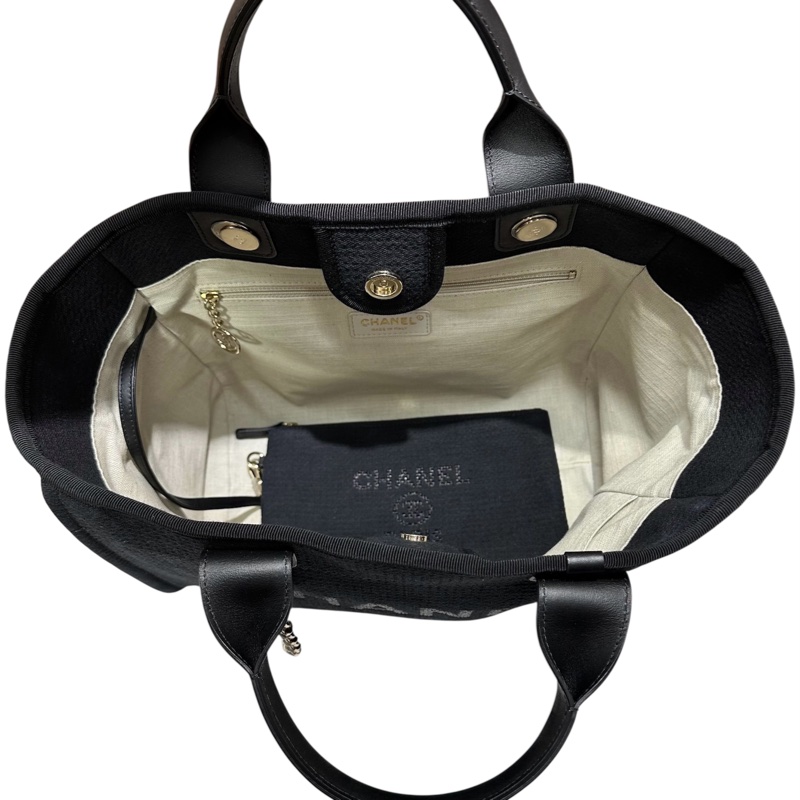 Chanel AS3351 Deauville Tote Bag mm 黑色-7