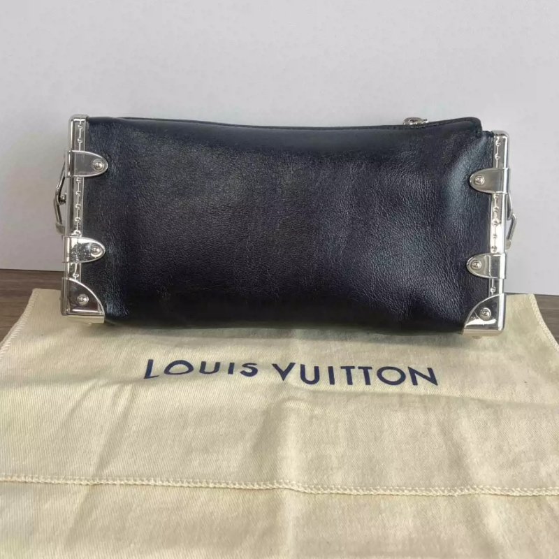 LV SLIM TRUNK橫版黑銀谷爱凌小號盒子肩背斜背包23*12*4 全新閒置配件塵袋-5