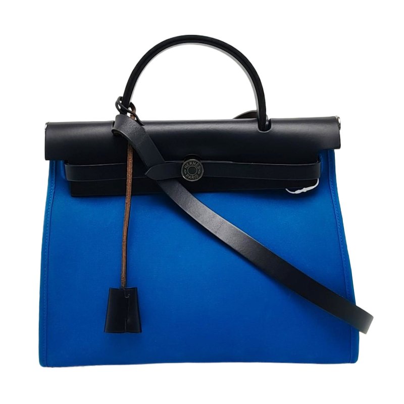 HERMÈS Herbag 31 坦尚尼亞藍帆布手提包 肩背包 斜背包 X刻-0