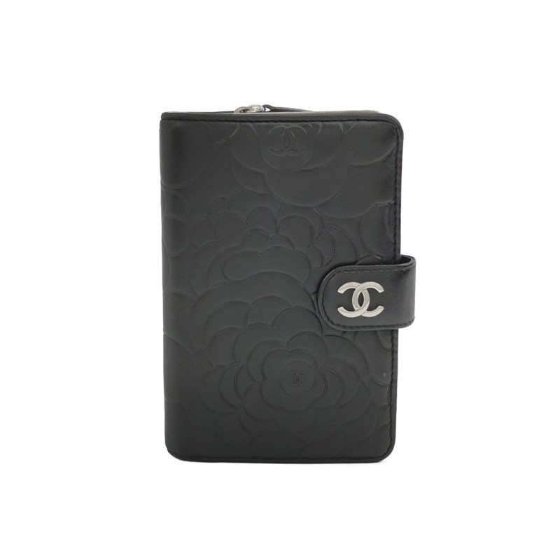 Chanel 羊皮 山茶花 印花 雙C Logo 皮夾-0