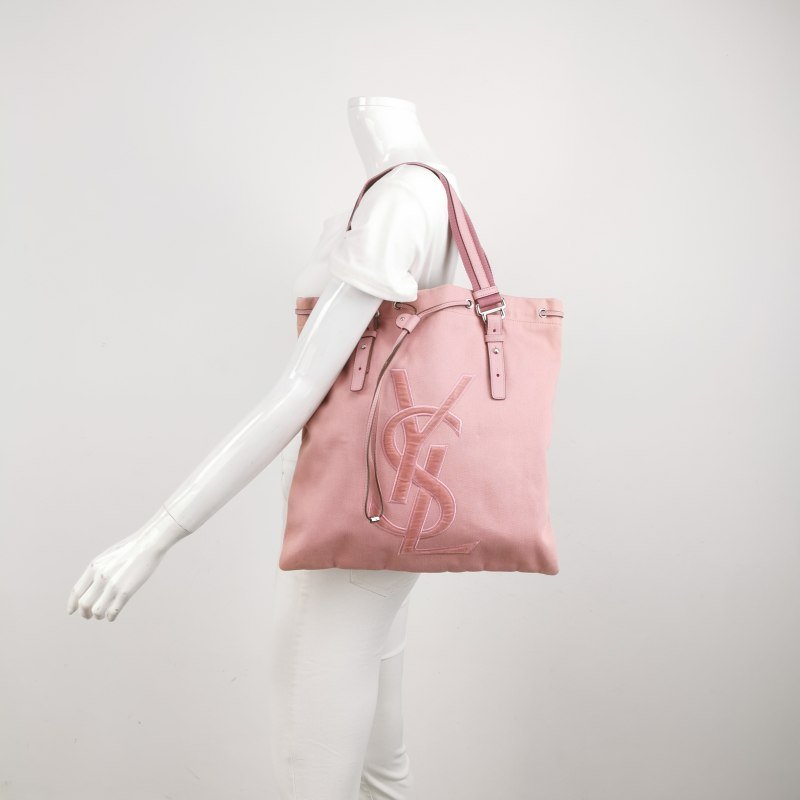 Saint Laurent 牛皮 帆布 純色 YSL 標誌 單肩包-1