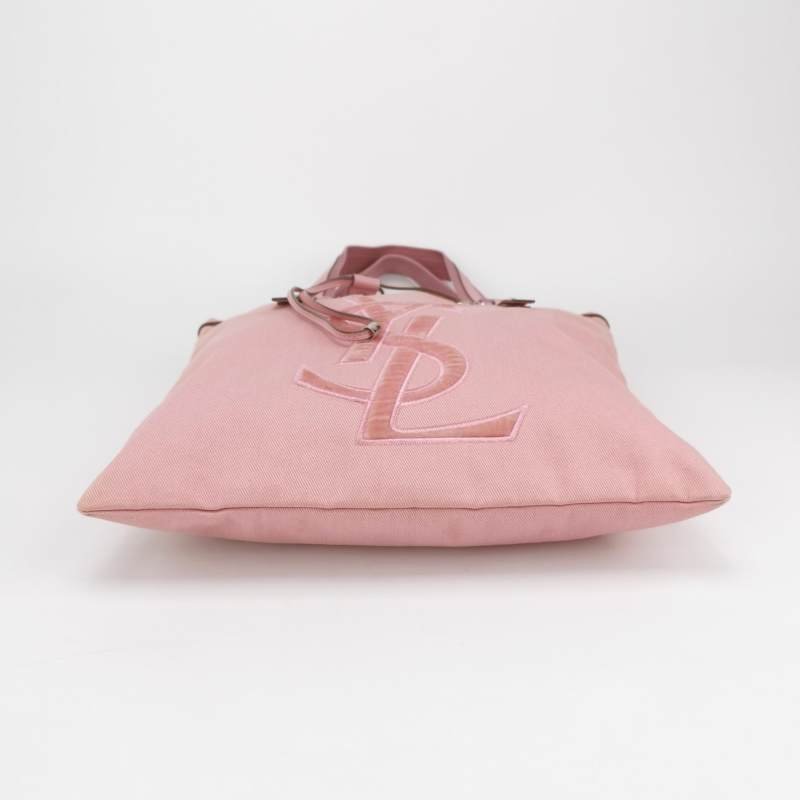 Saint Laurent 牛皮 帆布 純色 YSL 標誌 單肩包-5