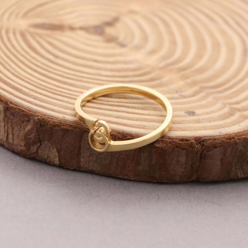 Gucci古馳 GG Running系列18K玫瑰金戒指 14碼-1