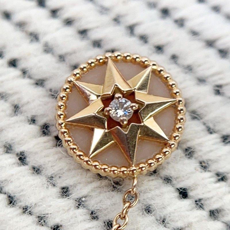 Dior迪奧 粉貝母八芒星Y型鑲鑽項鏈 毛衣鏈-2