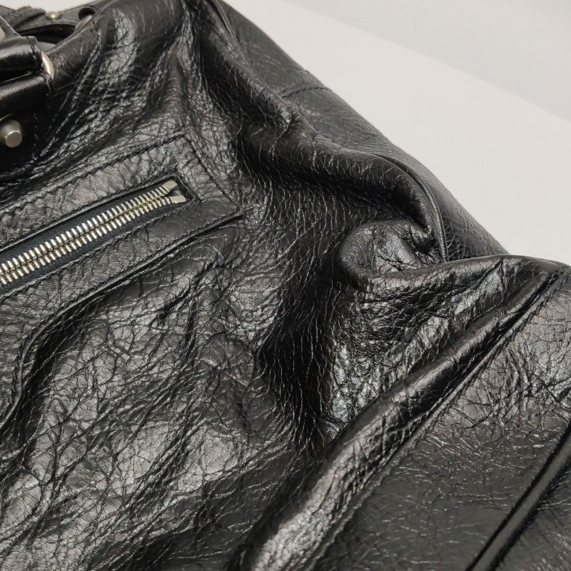 Balenciaga Classic City 機車包 油蠟皮 純色 拉鍊 鉚釘 斜背包 單肩包-18