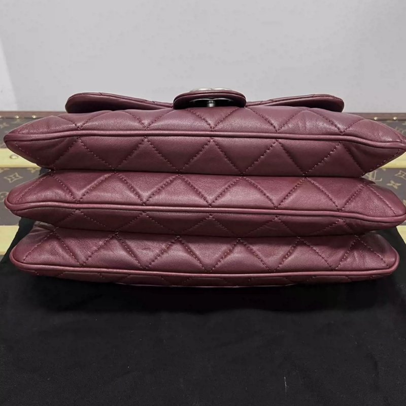 CHANEL 紅銀古巴CF肩背斜背風琴包31*20*6 98新配件盒子塵袋保卡-3