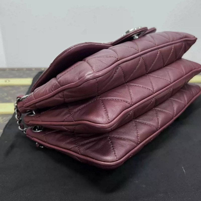 CHANEL 紅銀古巴CF肩背斜背風琴包31*20*6 98新配件盒子塵袋保卡-4