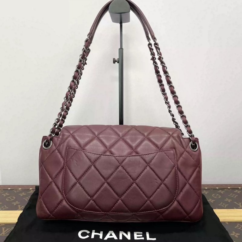 CHANEL 紅銀古巴CF肩背斜背風琴包31*20*6 98新配件盒子塵袋保卡-5