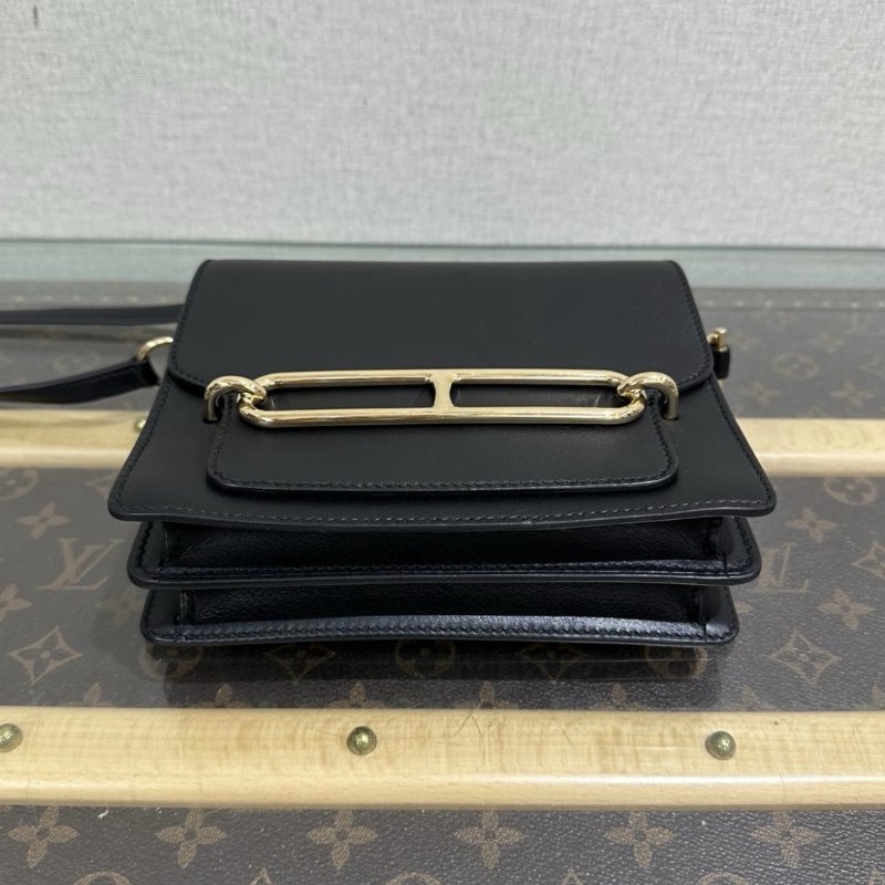 HERMES roulis mini黑金豬鼻子肩背斜背包18*15*6 98新配件塵袋-3
