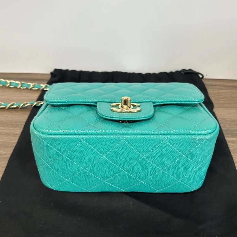 CHANEL金扣方胖子肩背斜背鏈條包17*13*7.5 配件盒子塵袋保卡99新-3