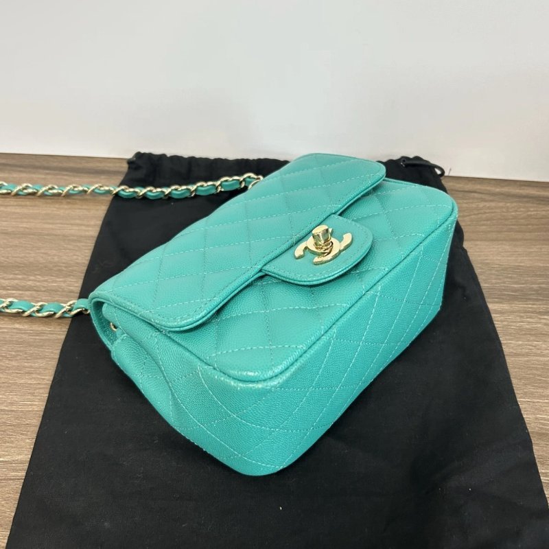 CHANEL金扣方胖子肩背斜背鏈條包17*13*7.5 配件盒子塵袋保卡99新-4