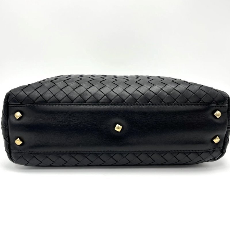 BV黑色金扣編織手提斜背包 26*17*7 98新配件塵袋-3