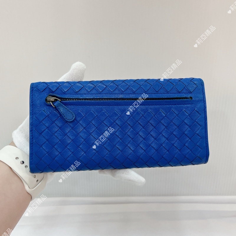 莉亞精品♡BV 寶藍長夾 背拉 九新美品-2