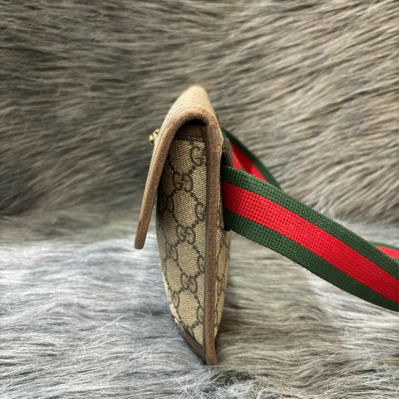 GUCCI 493930 GG LOGO 原花老花字紋 綠紅綠 虎頭包 斜背包 相機包 手拿包 腰包 胸口包 霹靂包-3