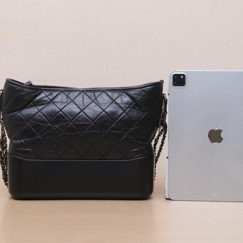 GABRIELLE 流浪 中號 28cm 黑色 皮革C 25開 金銀扣-1