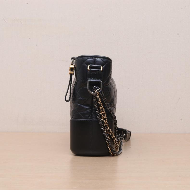 GABRIELLE 流浪 中號 28cm 黑色 皮革C 25開 金銀扣-2