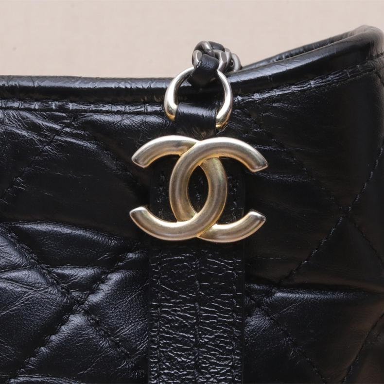 GABRIELLE 流浪 中號 28cm 黑色 皮革C 25開 金銀扣-4