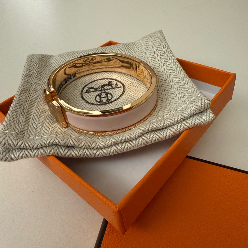 Hermès Clic H 手環｜粉色琺瑯 × 玫瑰金｜經典優雅，全新正品-2