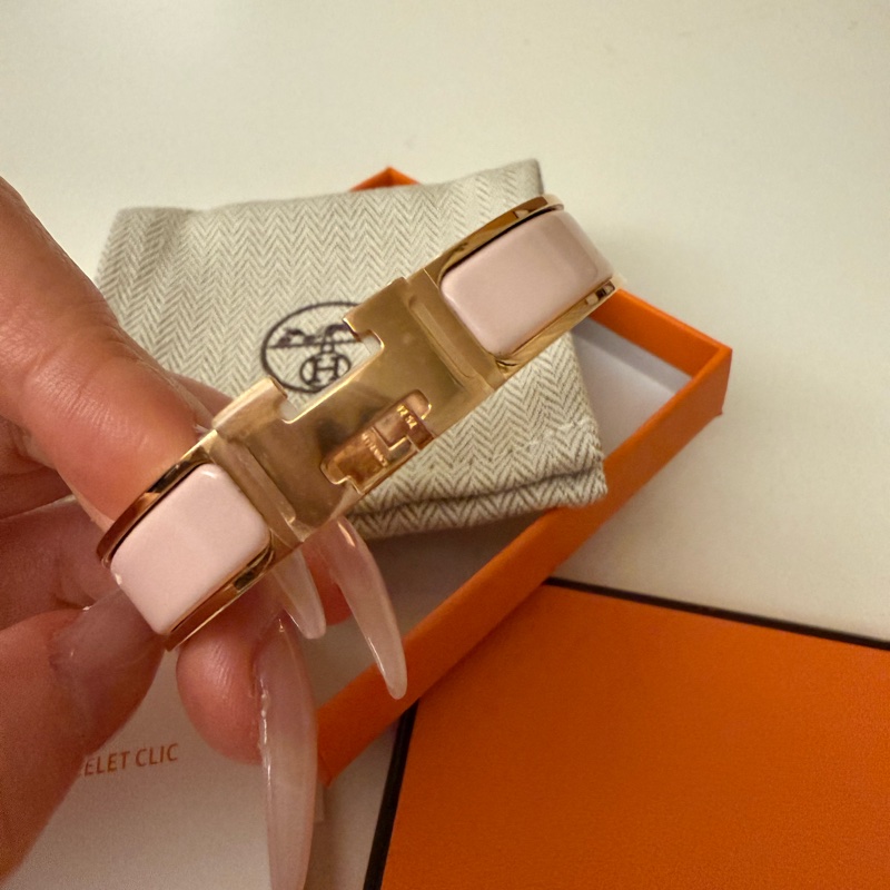 Hermès Clic H 手環｜粉色琺瑯 × 玫瑰金｜經典優雅，全新正品-4