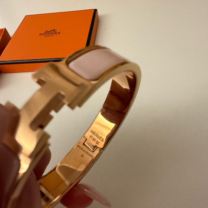 Hermès Clic H 手環｜粉色琺瑯 × 玫瑰金｜經典優雅，全新正品-7