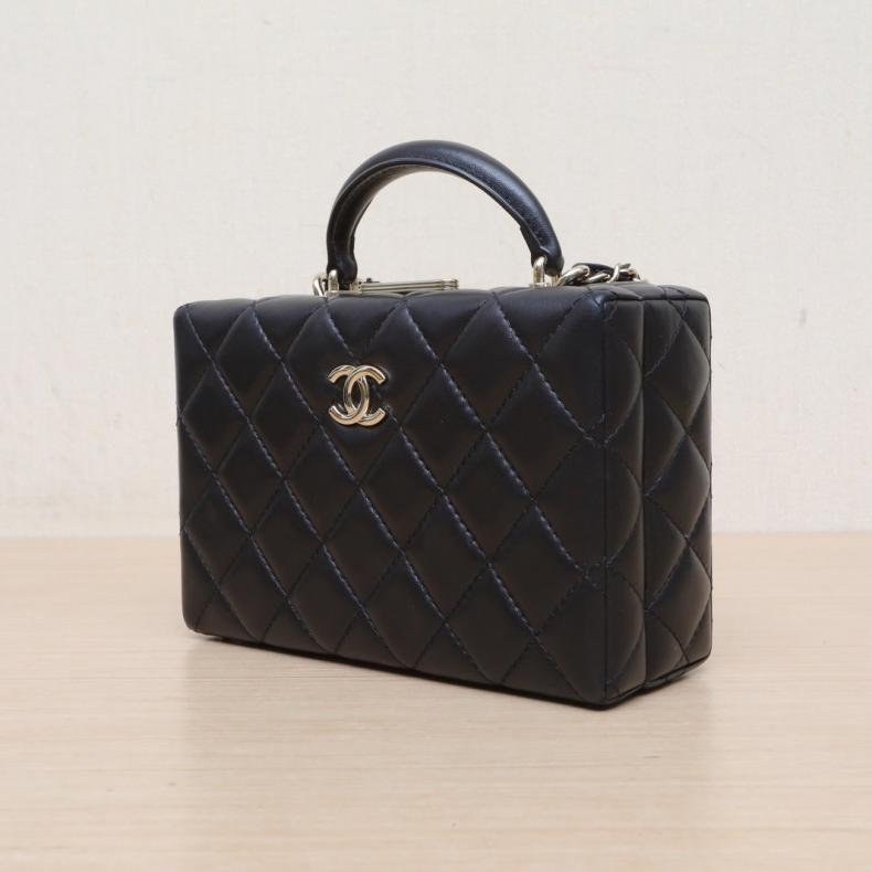 黑色 皮革S 芯片开 淺金釦 24K 硬箱 手提化妆箱-3