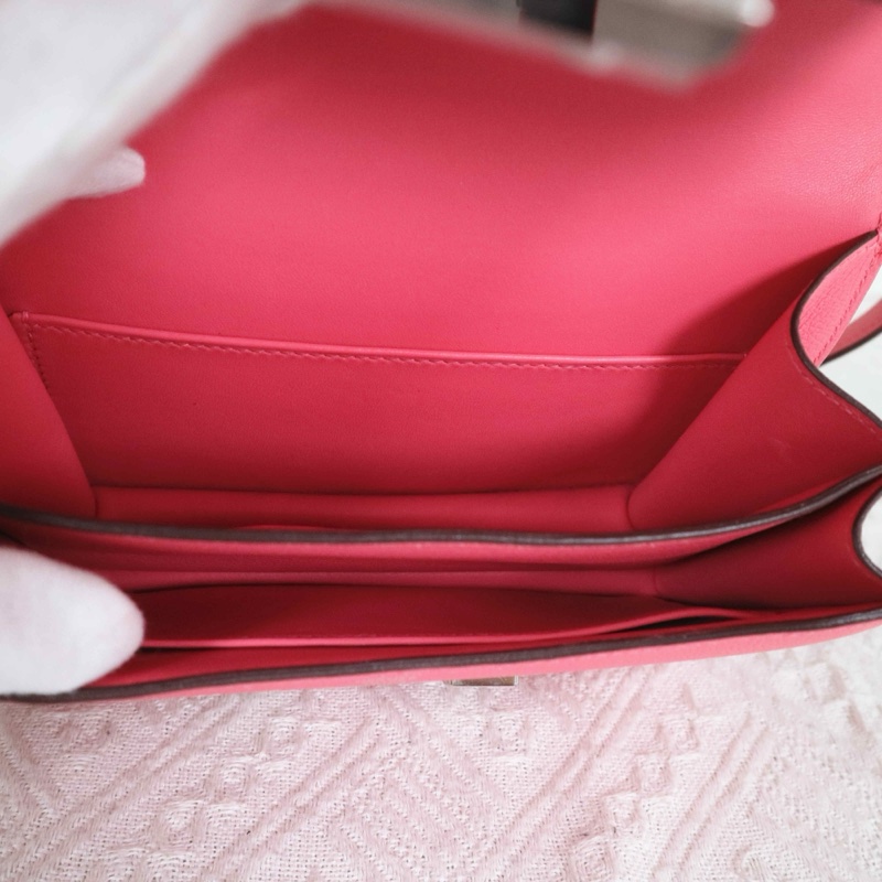 🌈Hermes💗Mini Constance 19💗8w唇膏粉銀扣🌟99新🌟evercolor皮🌟-3