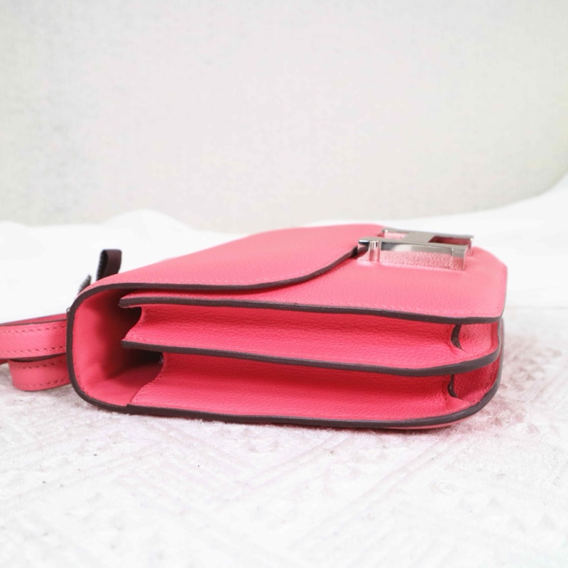 🌈Hermes💗Mini Constance 19💗8w唇膏粉銀扣🌟99新🌟evercolor皮🌟-7