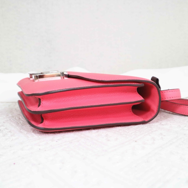 🌈Hermes💗Mini Constance 19💗8w唇膏粉銀扣🌟99新🌟evercolor皮🌟-8