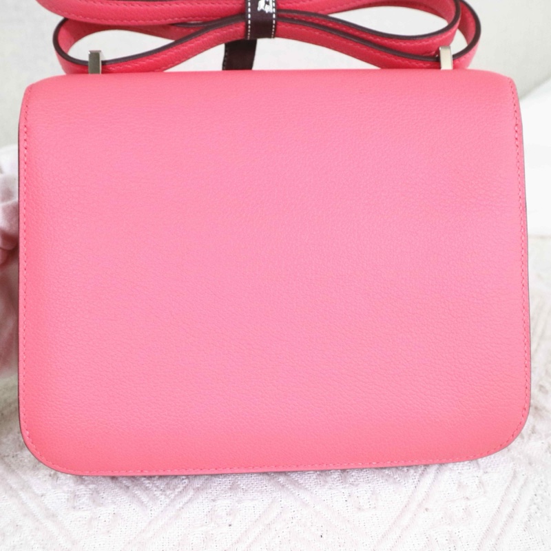 🌈Hermes💗Mini Constance 19💗8w唇膏粉銀扣🌟99新🌟evercolor皮🌟-9