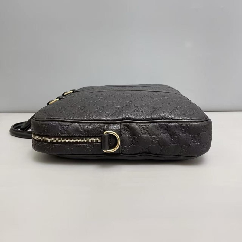 Gucci 男士 深棕色全皮壓紋公文包 電腦包 尺寸40×30cm-5