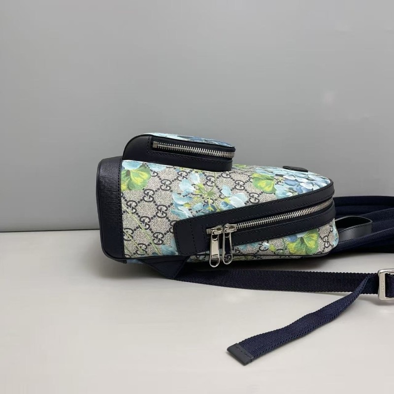 Gucci古馳 老花藍花卉小號雙肩包 後背包-3