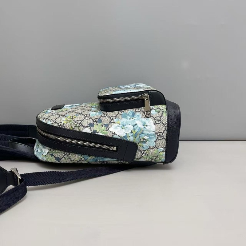 Gucci古馳 老花藍花卉小號雙肩包 後背包-4