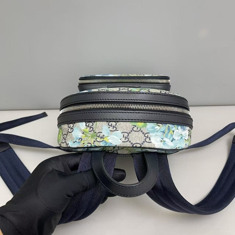 Gucci古馳 老花藍花卉小號雙肩包 後背包-6